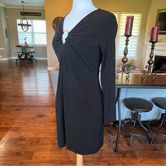 NWT $140 Michael Kors Black O-ring Dress Size Medium L/S Sheath Dress - Picture 5 of 16